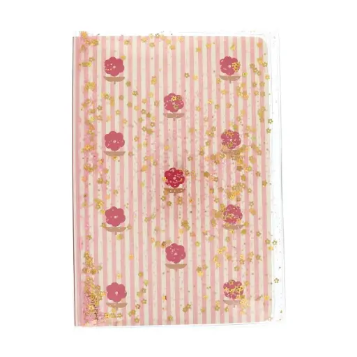 [PE-1457] Cahier à paillettes liquide et fleurs rouges