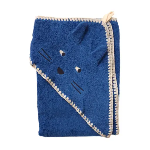 [PE-3710] Cape de bain éponge bleue loup