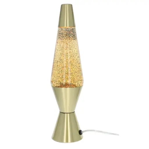 [PE-0119] Lampe à lave dorée à paillettes