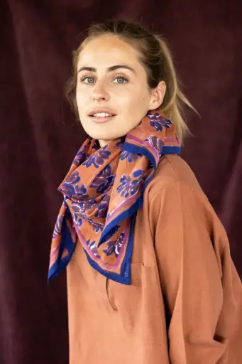 [AP-4007] Big Foulard Dupatta Violeta Rust Apaches