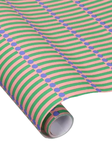 [KA-1482] Rouleau Emballage Cadeau litchi + grass green + cornflower