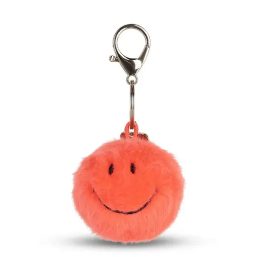 [BO-9599] Porte-clés Smiley - Fuzzy Bright Coral