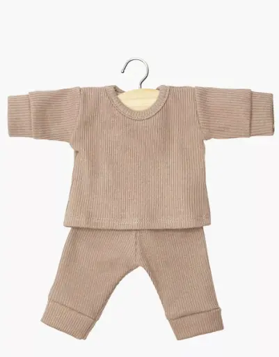 [MI-3735] Pyjama Morgan à manches longues en maille côtelée moka Babies Minikane