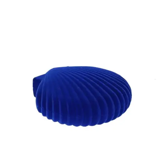 [PE-8495] Boîte à bijoux velours Grand Coquillage bleu