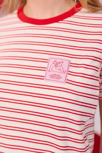 [TA-2693] T-shirt d'allaitement Marinière I Love You Taille M Tajinebanane